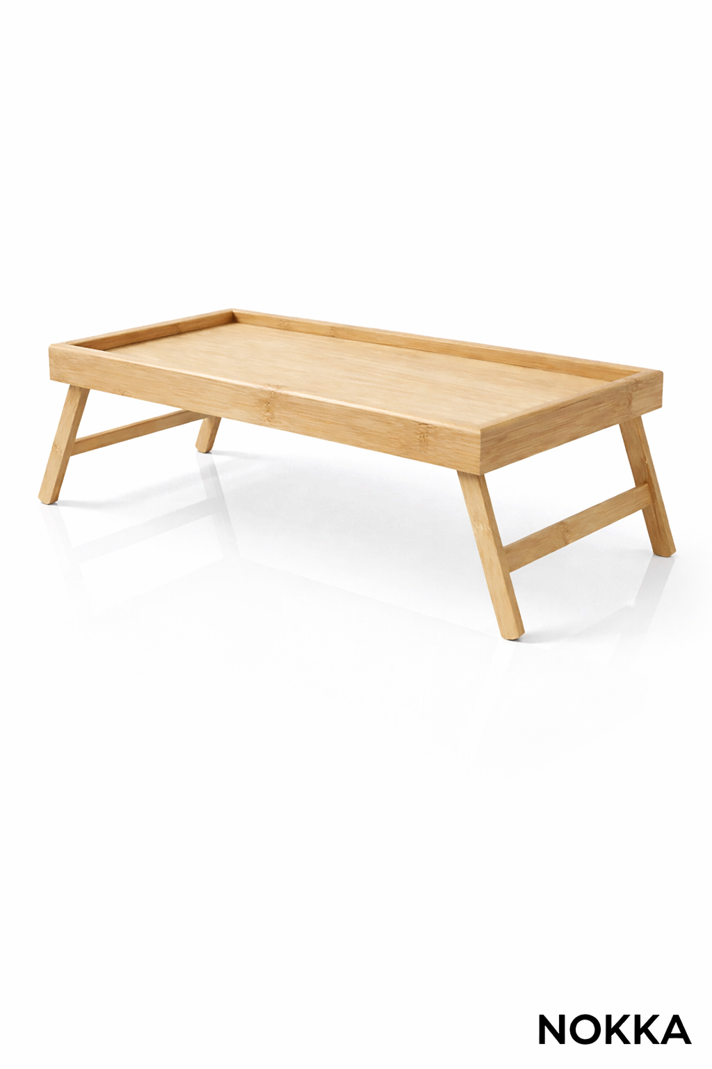 NOKKA Katlanabilir Bambu Yatak Masası 50x30 cm – Laptop & Kahvaltı Sehpası – Açılır Kapanır Ayaklı Çalışma Masası