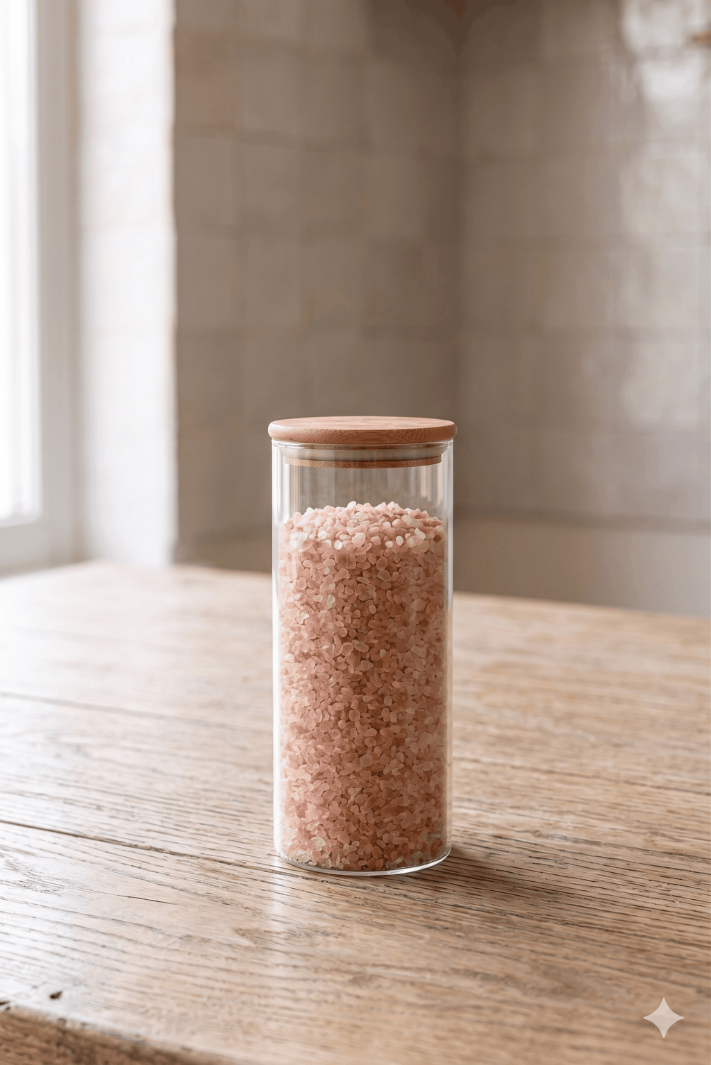 6'lı 500 ml Bambu Vakum Kapaklı Borosilikat Cam Baharatlık Takımı