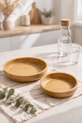 2’li Bambu Servis Tabağı Seti 18 cm & 22 cm – Doğal Ahşap Sunumluk, Kahvaltı ve Atıştırmalık Tabağı