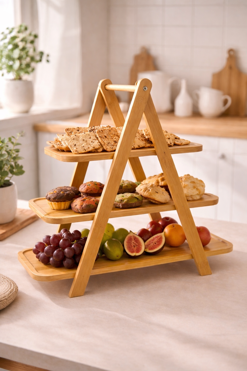 3’lü Bambu Sunum Tabağı Seti – Doğal Ahşap Servis Tabakları 25x14 / 32x14 / 39x14 cm