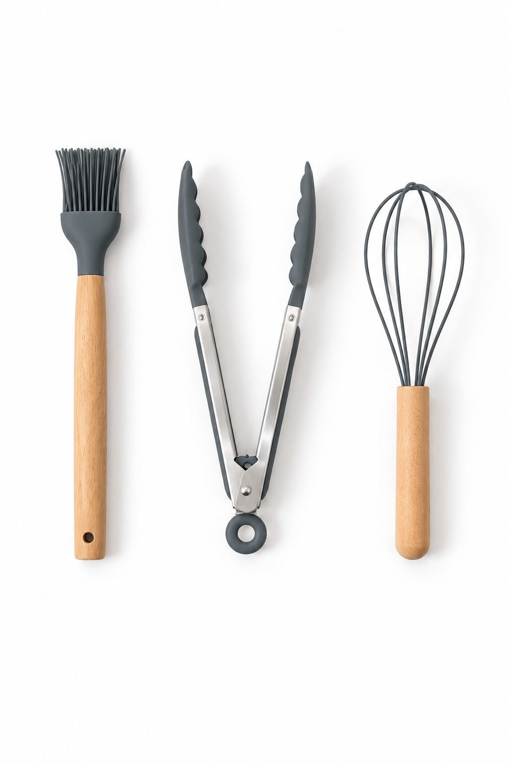 11 Parça Bambu Saplı Isıya Dayanıklı Silikon Mutfak Gereçleri Seti –Kepçe Spatula Maşa Çırpıcı