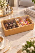Bambu 2 Bölmeli Kapaklı Sunumluk – Dekoratif Kutu – Kristal Kulplu 20x10x5 cm