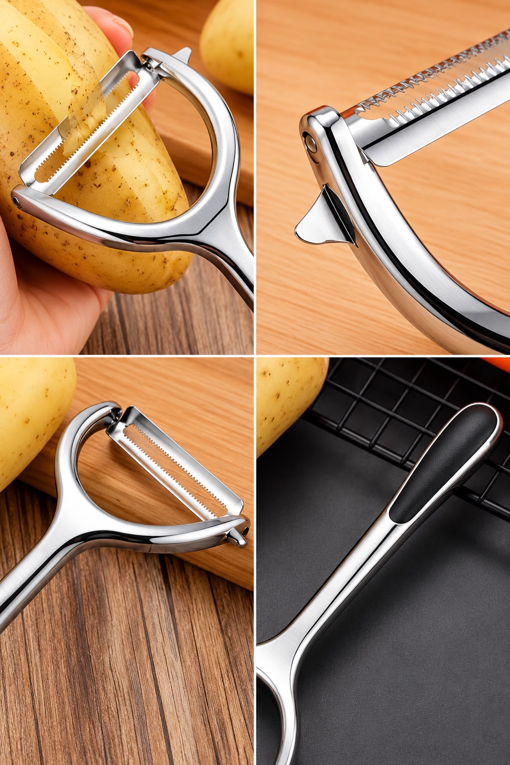 Düz Soyacak Paslanmaz Çelik – Ergonomik Tutma Saplı Dayanıklı Sebze ve Meyve Soyucu