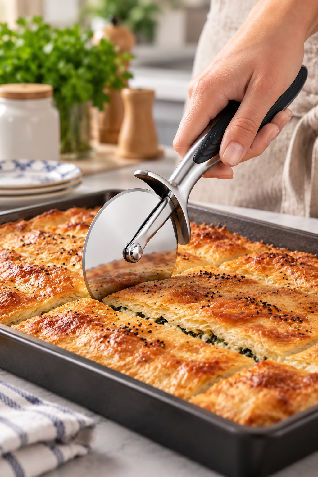 Hamur & Pizza Kesici Paslanmaz Çelik Keskin Döner Bıçaklı Ergonomik Pizza, Börek ve Hamur Kesme Ruleti