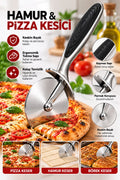 Hamur & Pizza Kesici Paslanmaz Çelik Keskin Döner Bıçaklı Ergonomik Pizza, Börek ve Hamur Kesme Ruleti