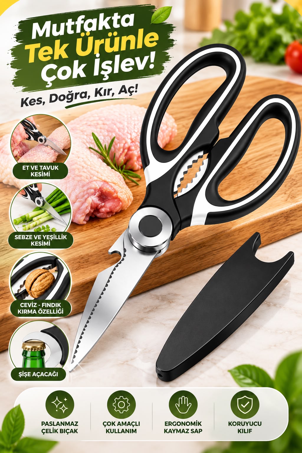 8 Parça Paslanmaz Çelik Mutfak Gereçleri Seti – Sarımsak Ezici, Patates Ezici, Pizza Kesici, Soyacak, Limon Sıkacağı