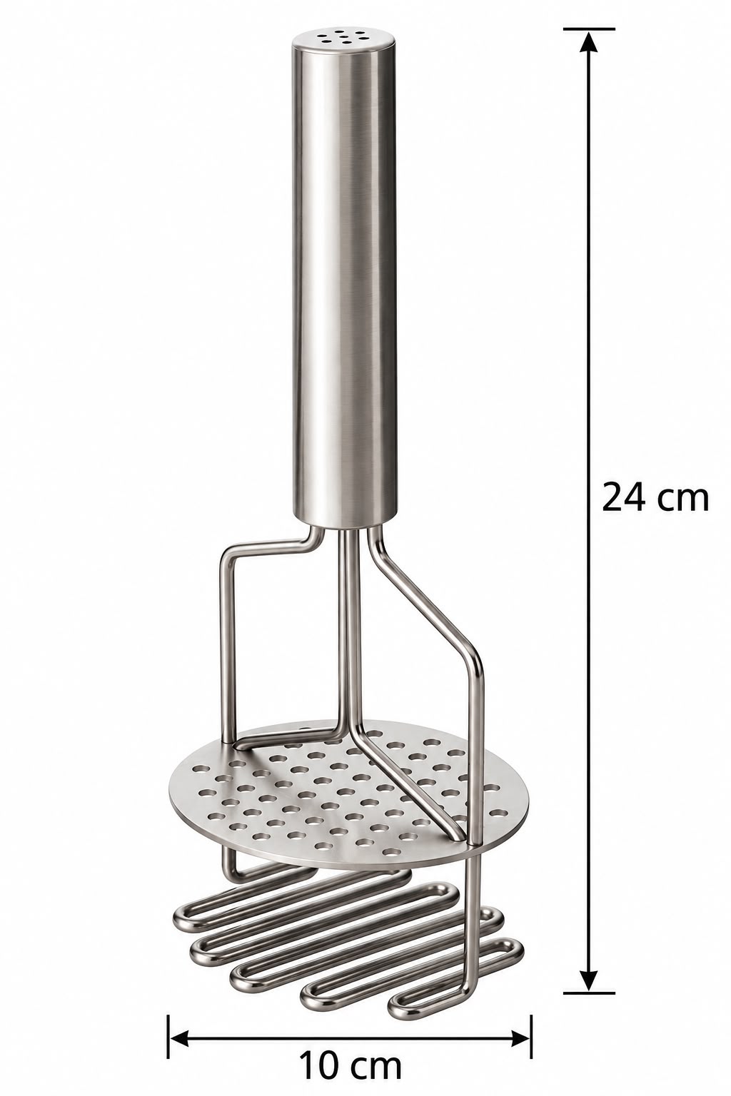 Çift Fonksiyonlu Paslanmaz Çelik Patates Ezici – 24 cm