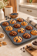 12’li Muffin ve Cupcake Kek Kalıbı – Yapışmaz Yüzeyli Fırın Tepsisi 26x34 cm