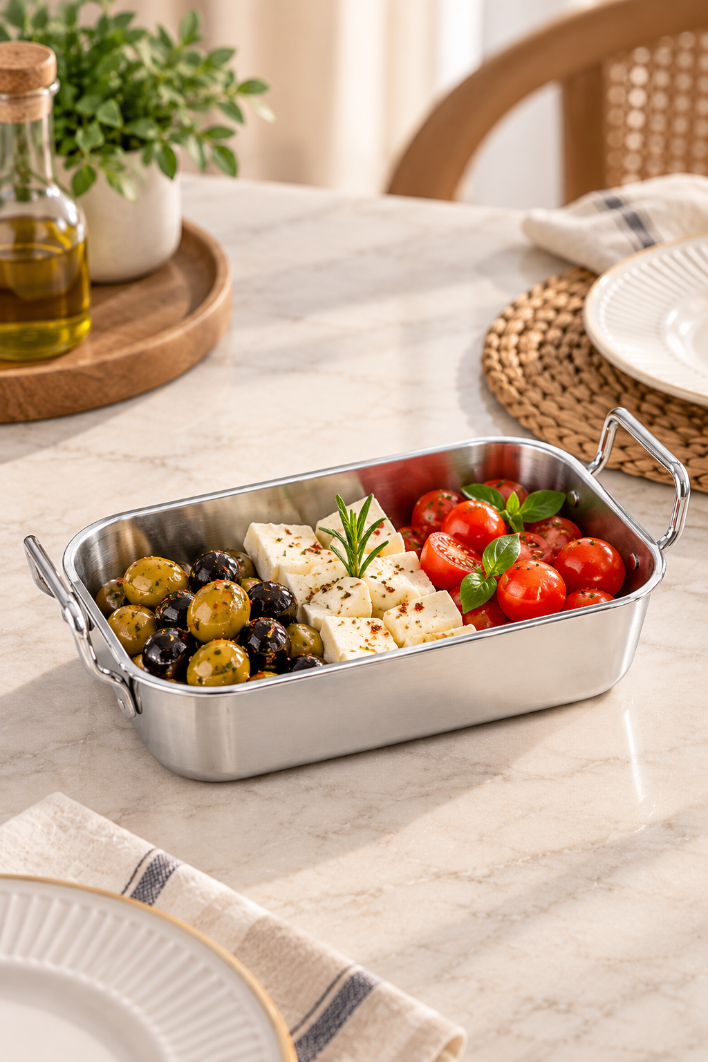 Mini Sunumluk – Kulplu Meze, Kahvaltılık ve Sos Servis Tabağı Paslanmaz Çelik 10x16 cm
