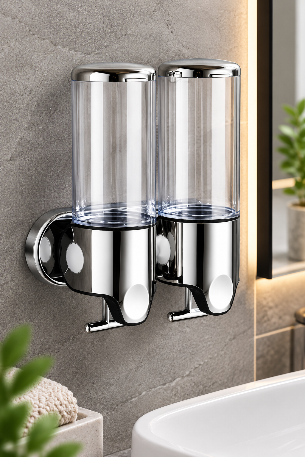 2’li Sıvı Sabunluk 450 ml Çekmeli Sistem Banyo Mutfak Şampuan Duş Jeli Seti