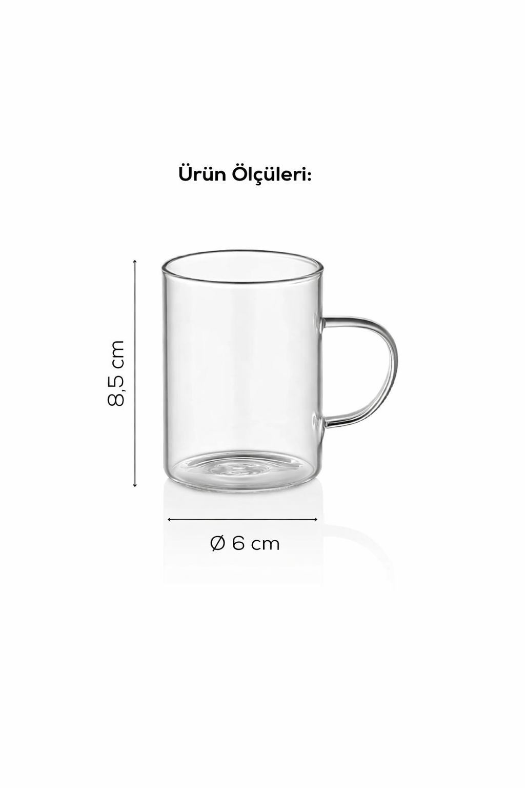 6’lı Borosilikat Cam Kupa Bardak – Isıya Dayanıklı Şeffaf Cam Çay & Kahve Bardağı 8,5 cm x 6 cm