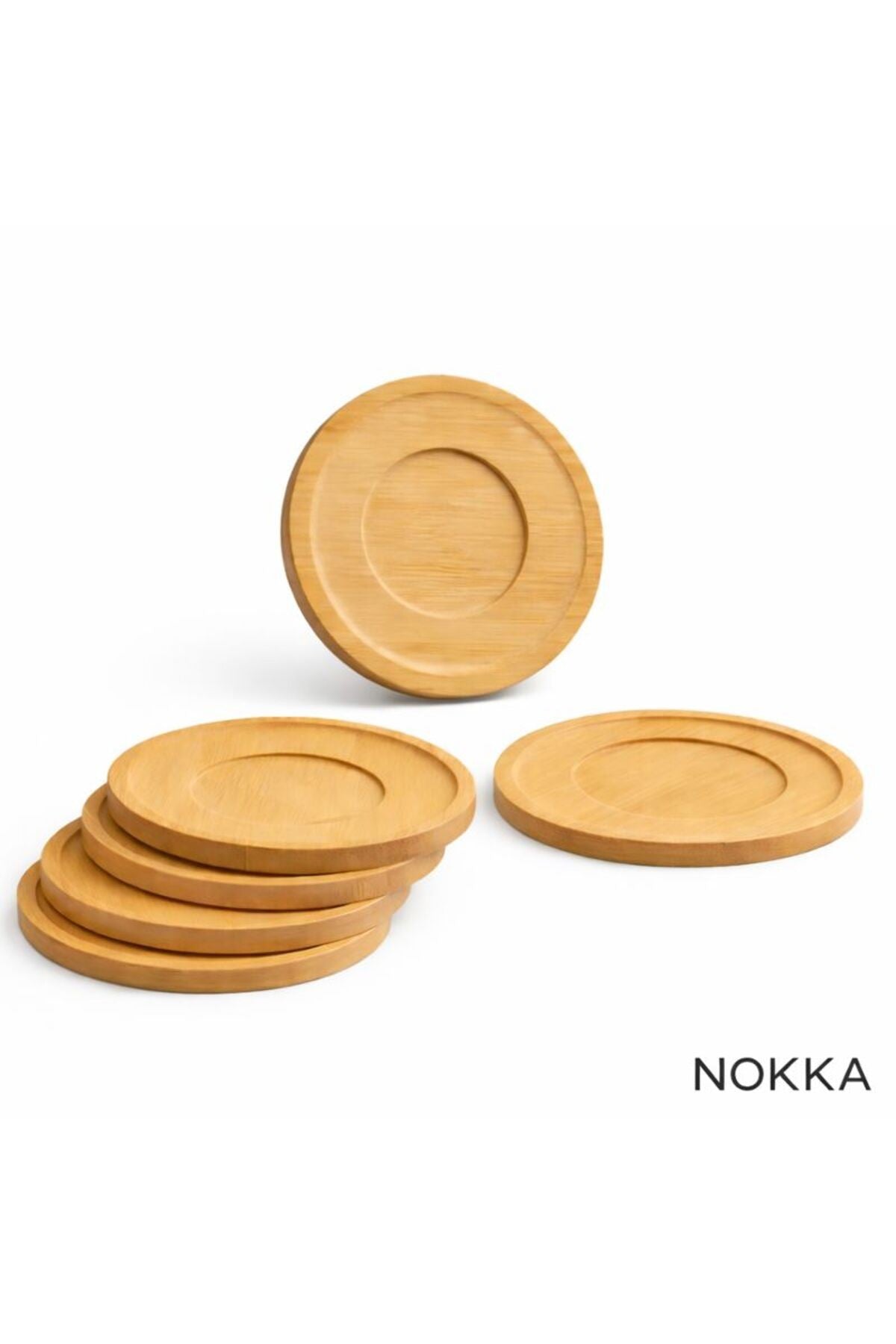6 Adet Oyuklu Model Yuvarlak Bambu Altlık, Fincan Tabağı, Bardak Altlığı 10 cm