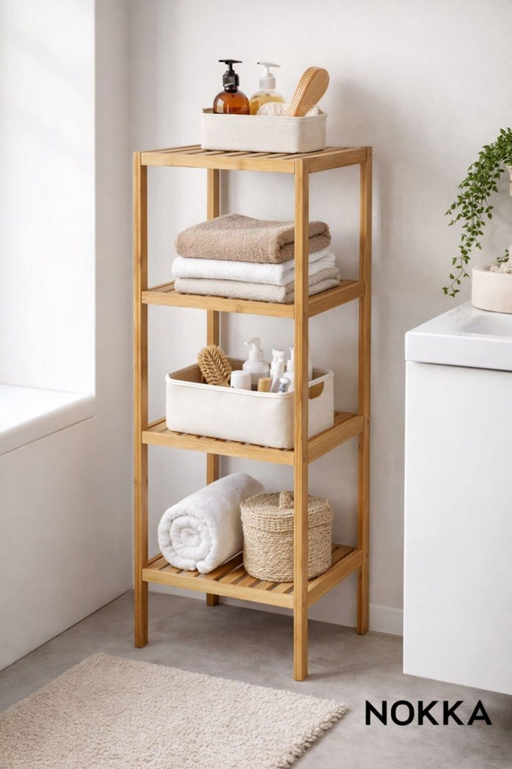 4 Kat Bambu Dekoratif Raf, Banyo Rafı, Mutfak Rafı