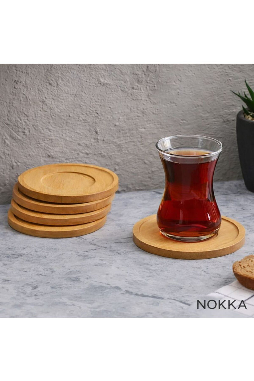 6 Adet Oyuklu Model Yuvarlak Bambu Altlık, Fincan Tabağı, Bardak Altlığı 10 cm