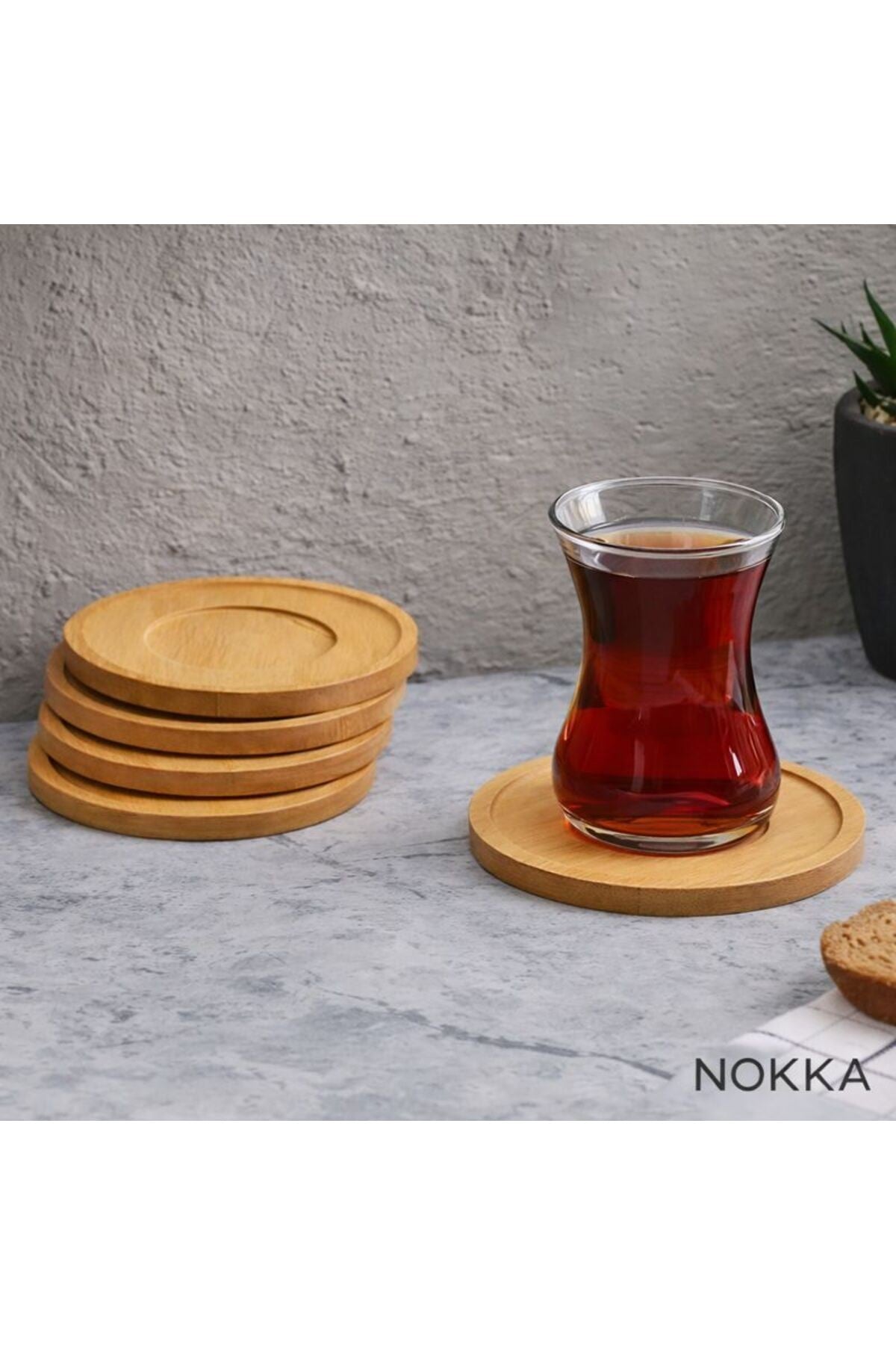 6 Adet Oyuklu Model Yuvarlak Bambu Altlık, Fincan Tabağı, Bardak Altlığı 10 cm