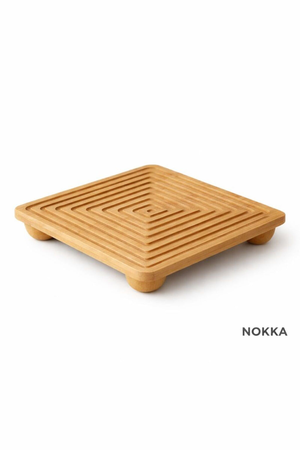 Bambu Dekoratif Top Ayaklı Kare Sunum Tabağı 28 X 28 cm