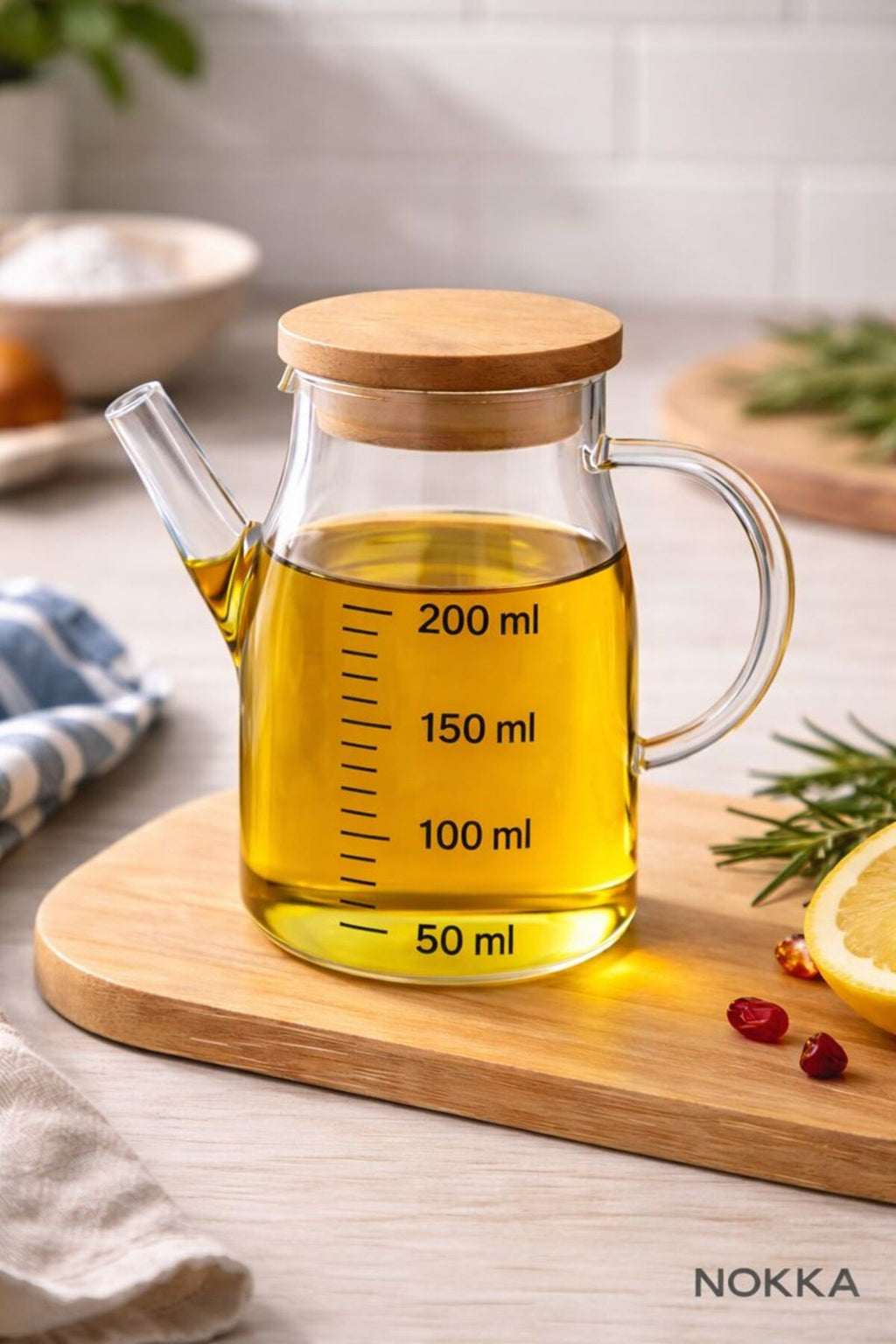 Mini Sosluk Yağdanlık Seti, 2'li Salata Seti, Bambu Stant
