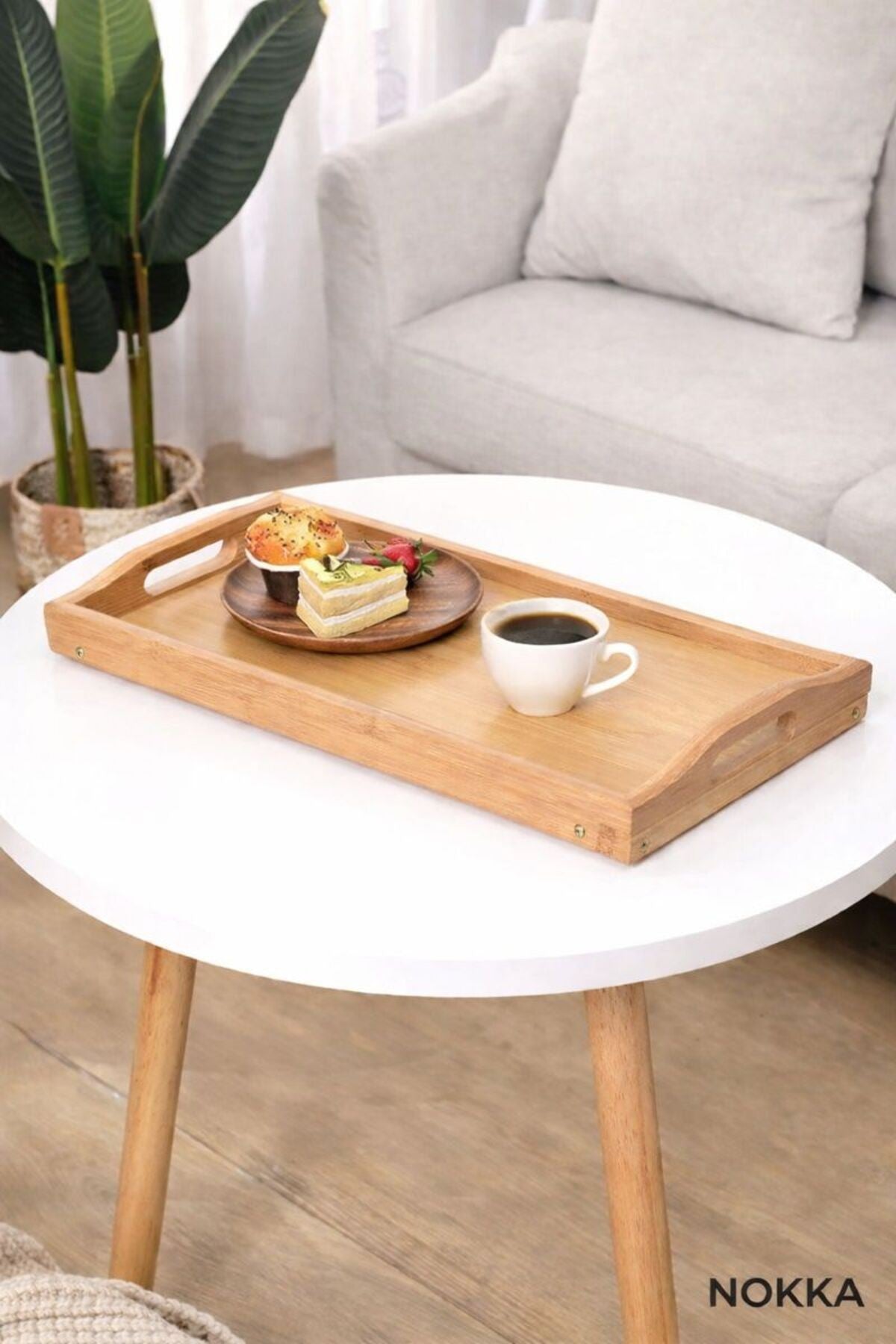 Bambu Katlanır Tepsi ,Kahvaltı Masası Yatak Koltuk Servis Tepsisi Laptop Çalışma Masası 50x30 cm