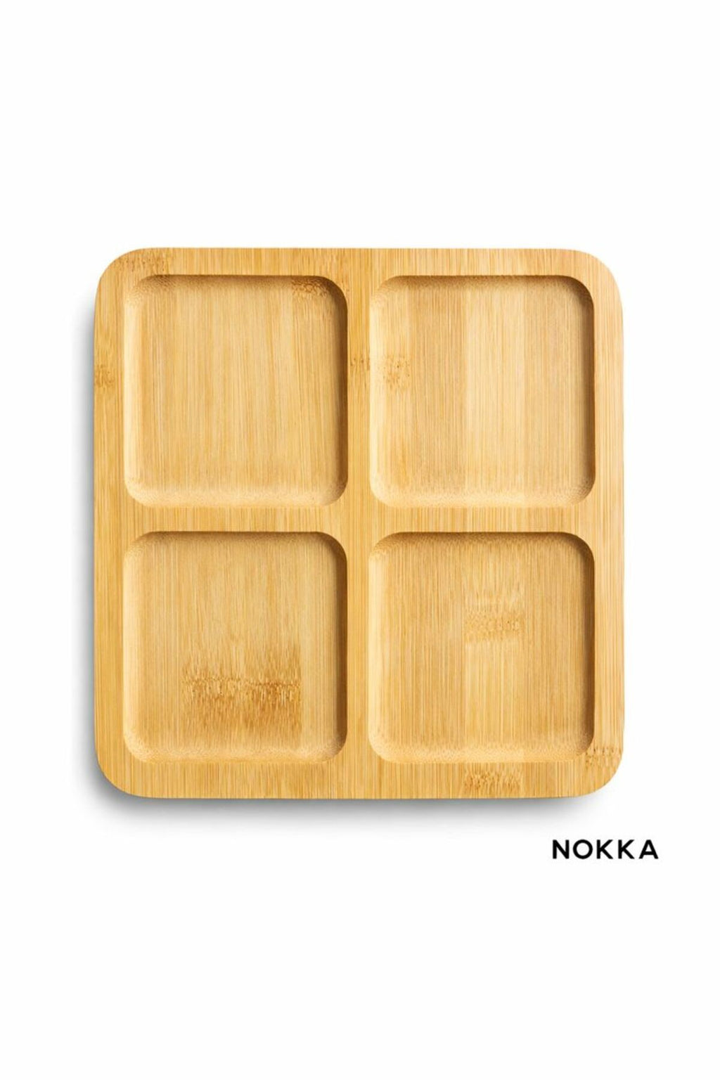 Bambu Sunumluk, 4 Bölmeli Kare Sunum Tabağı, Çerez Tabağı 20x20 cm