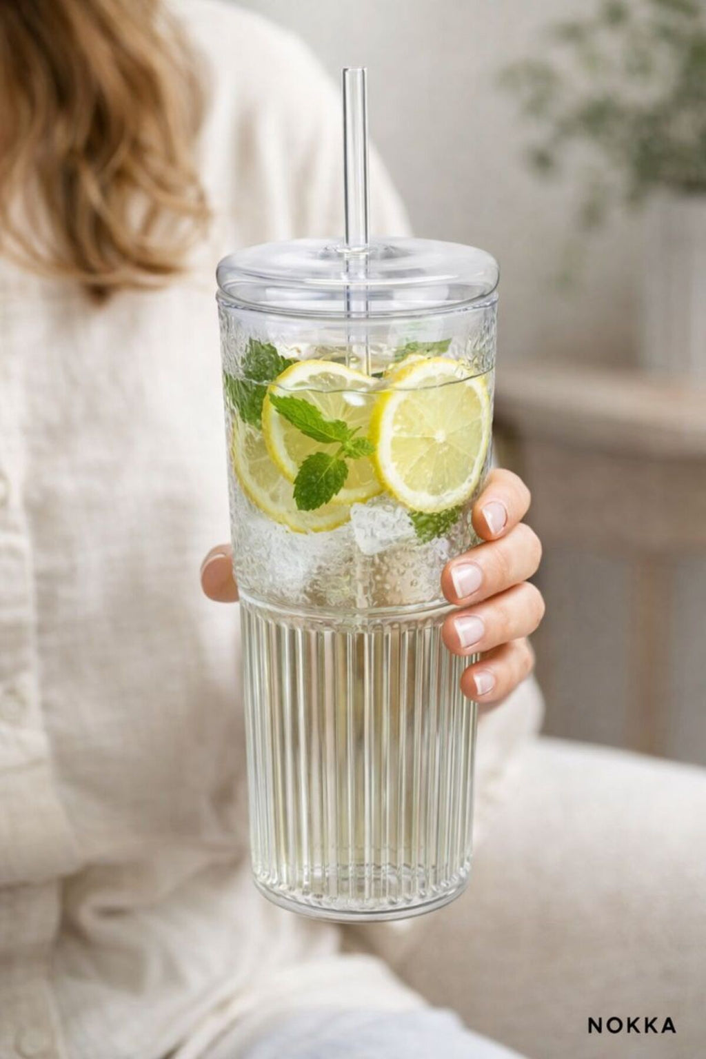 Borosilikat Kapaklı Pipetli Bardak, Kahve Bardağı, Isı Dayanıklı 600 ml