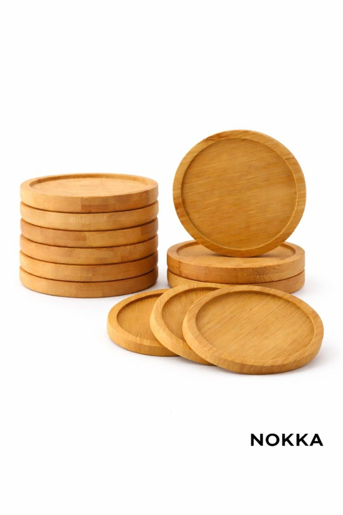 6 Adet Düz Model Yuvarlak Bambu Altlık, Fincan Tabağı, Bardak Altlığı 10 cm