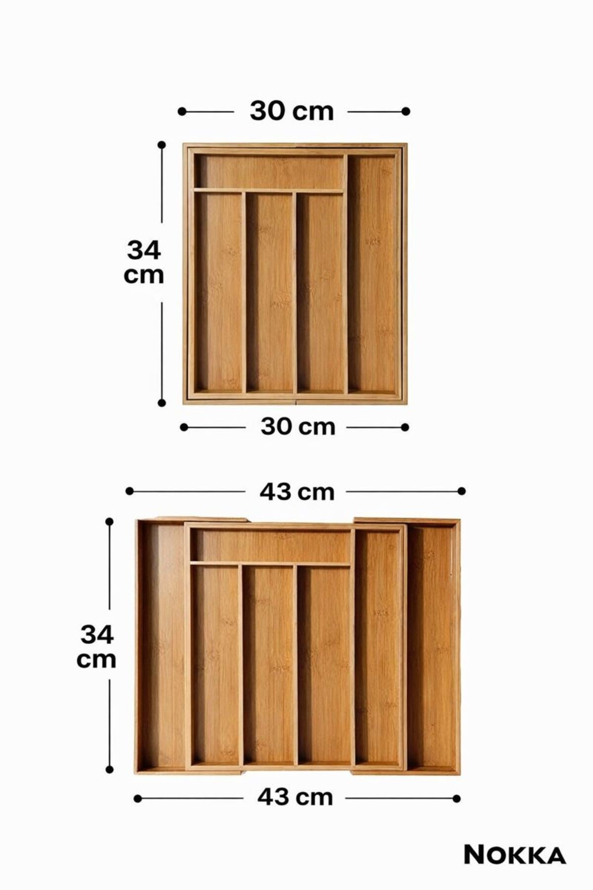 Bambu Ayarlanabilir Çekmece İçi Kaşıklık 5-7 Bölmeli, Organizer