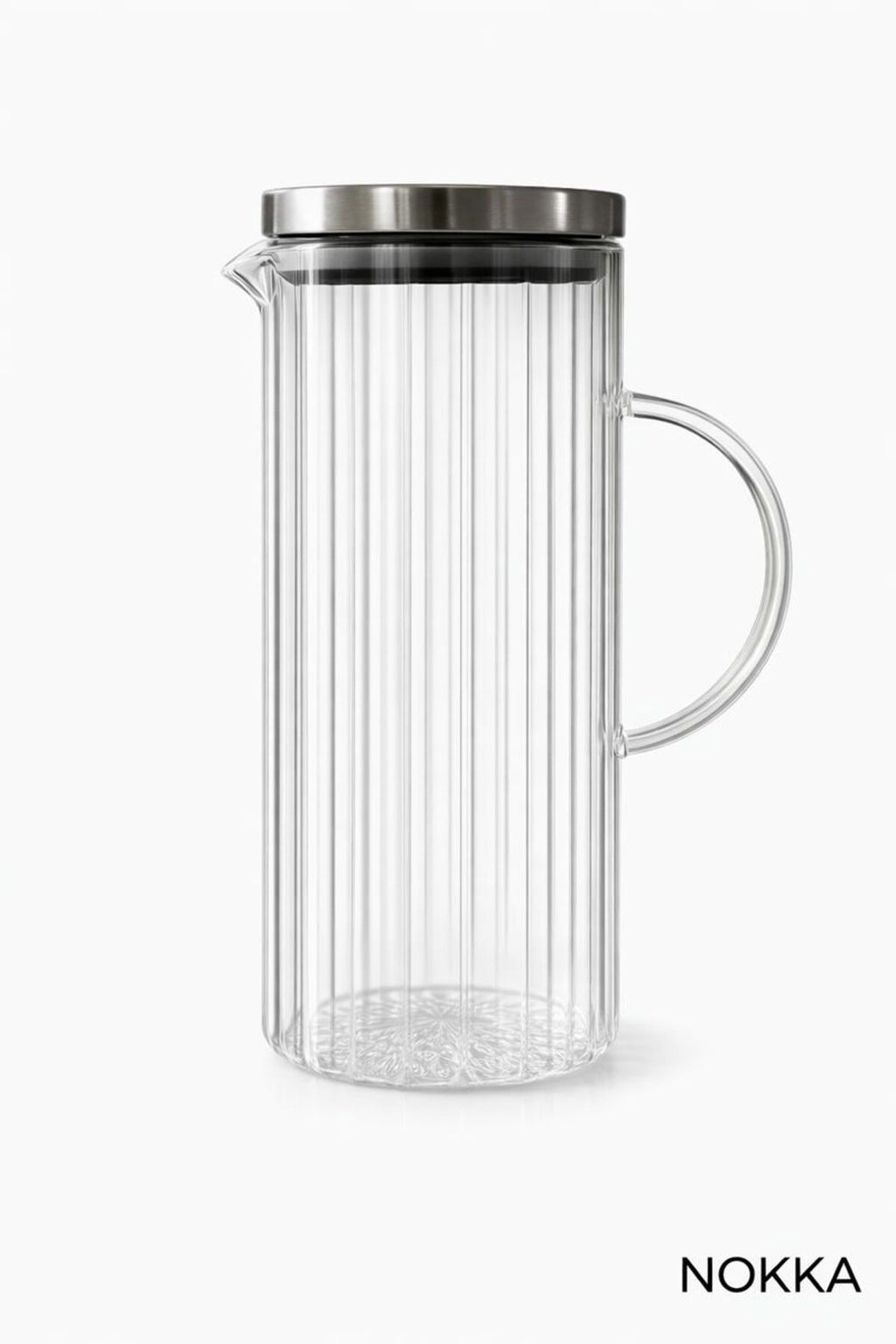 Vakumlu Çelik Kapaklı Sürahi Isıya Dayanıklı Borosilikat Cam Sürahi, Çizgili Desen 1500 ml