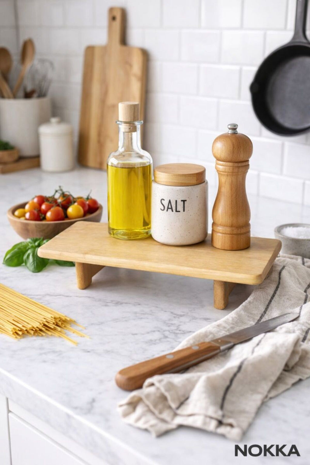 Bambu Ayaklı Dikdörtgen Sunumluk, Kesme Tahtası 33x15 cm