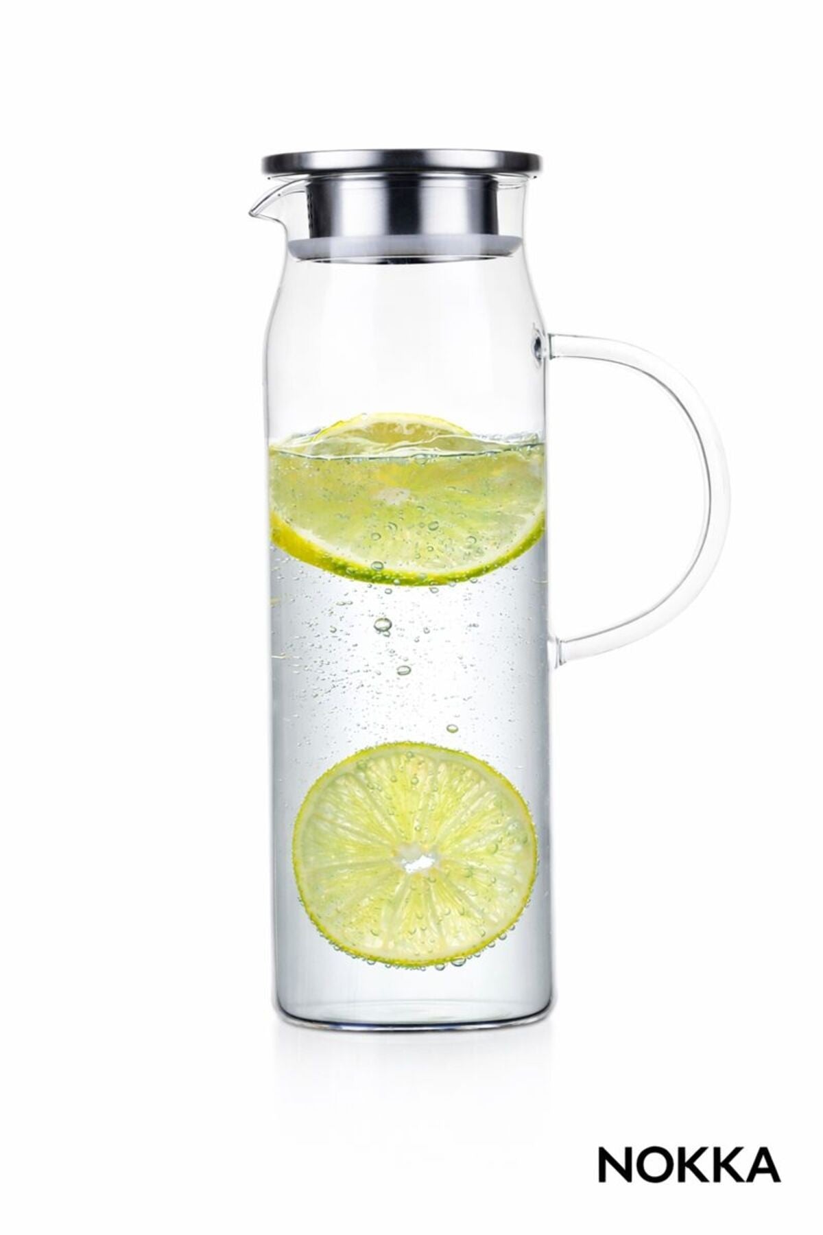 Vakumlu Çelik Kapaklı Sürahi Isıya Dayanıklı Borosilikat Cam Sürahi 1500 ml
