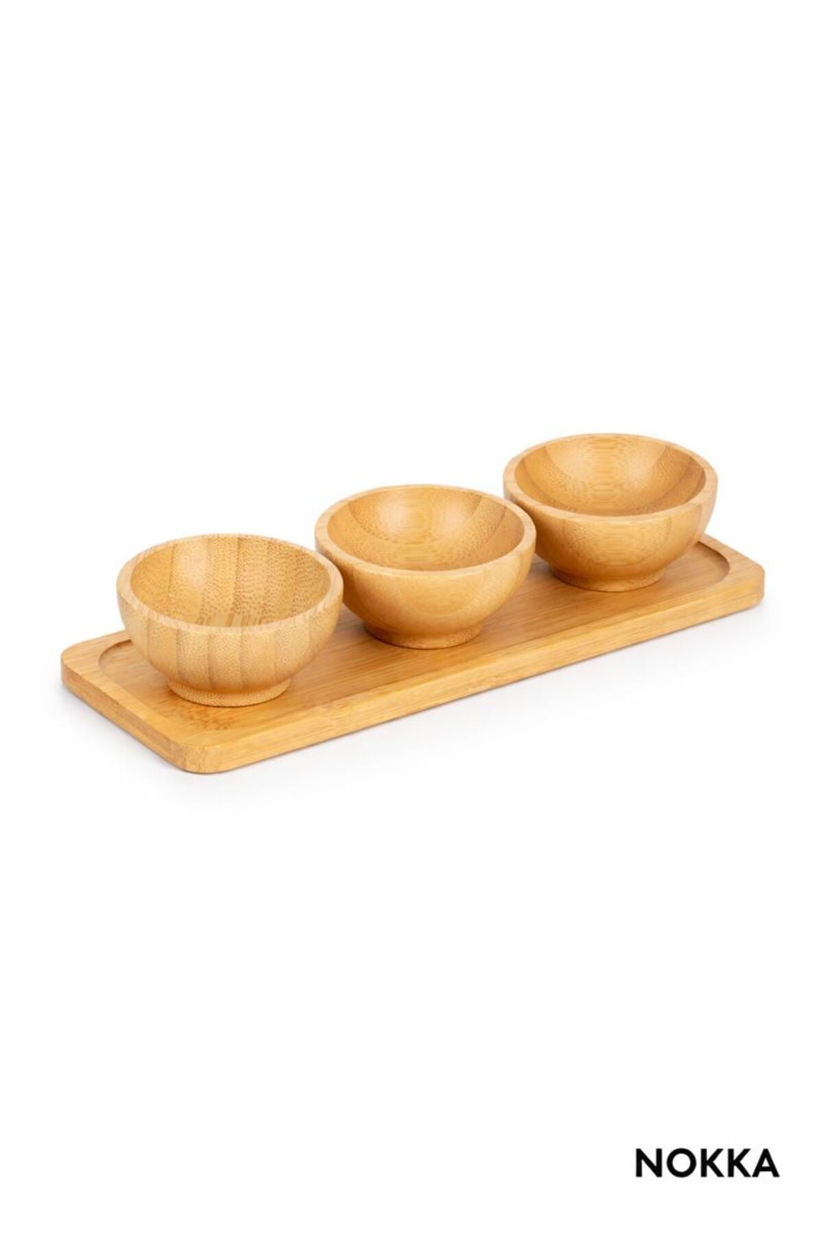 3'lü 6 cm Bambu Sunum Kasesi, Bambu Altlık Çerezlik Servis Kasesi