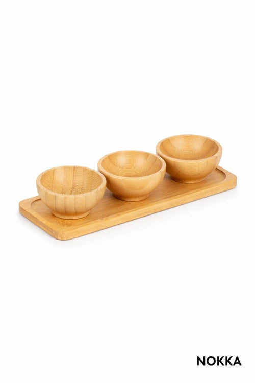 3'lü 6 cm Bambu Sunum Kasesi, Bambu Altlık Çerezlik Servis Kasesi