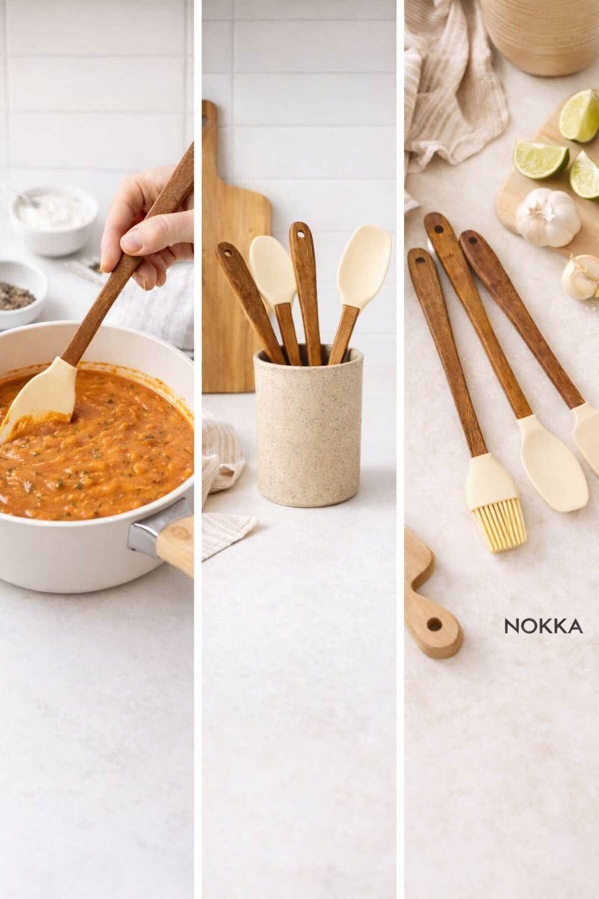 Akasya Saplı 4'lü Yanmaz Yapışmaz Silikon Servis Seti, Spatula Seti