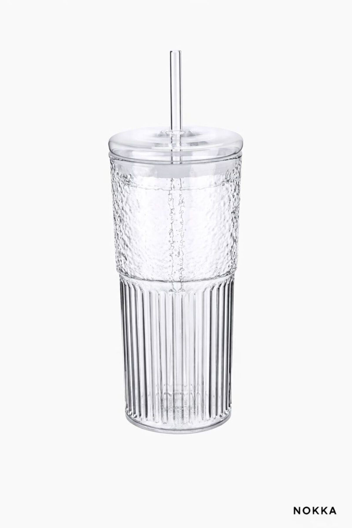 Borosilikat Kapaklı Pipetli Bardak, Kahve Bardağı, Isı Dayanıklı 600 ml
