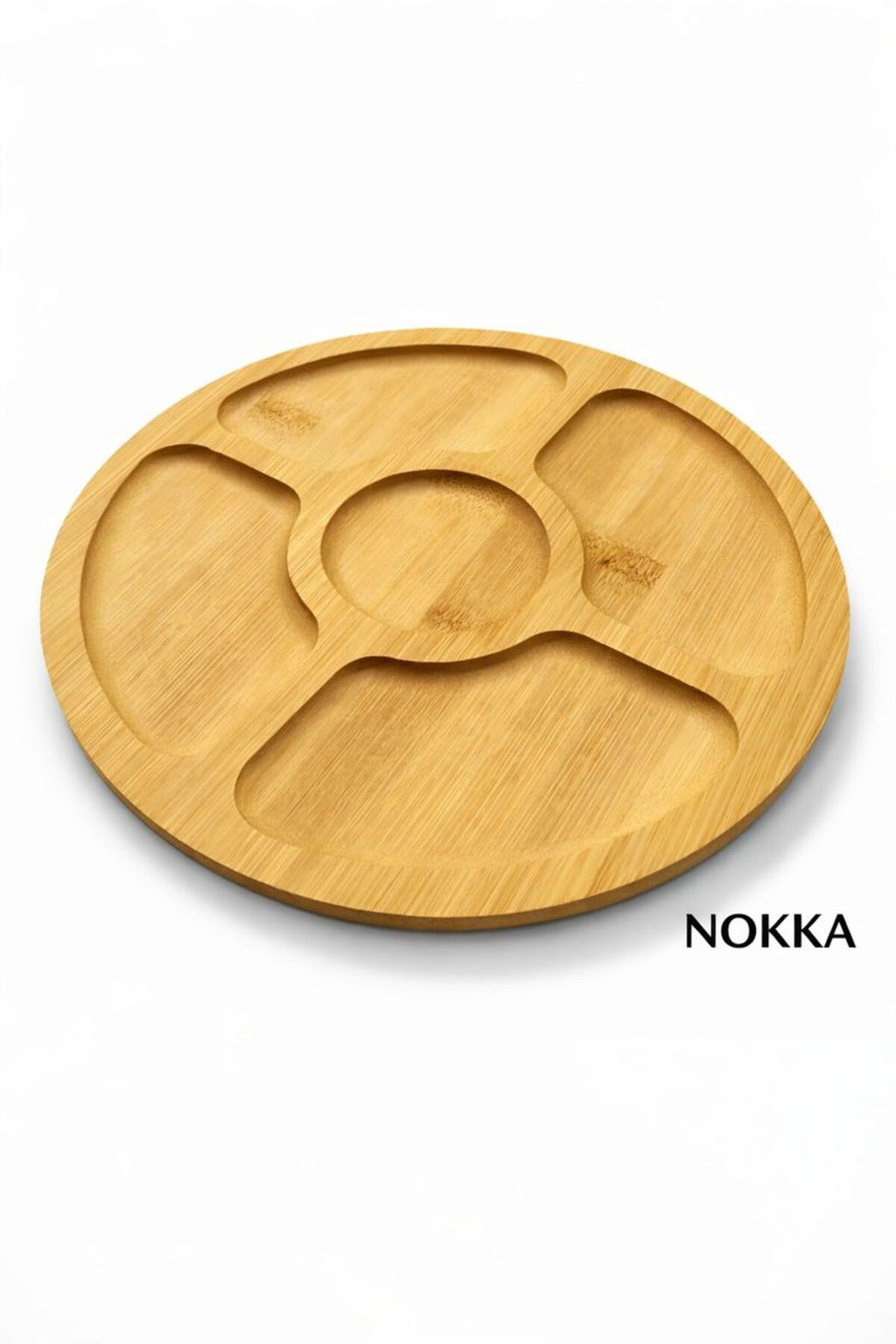 Bambu Sunumluk, 5 Bölmeli Sunum Tabağı, Çerez Tabağı 20x20 cm