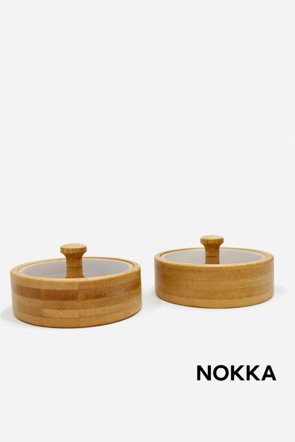 Bambu 2 Adet Akrilik Kapaklı Kase, Çerezlik , Sunum Tabağı, 9x9 cm