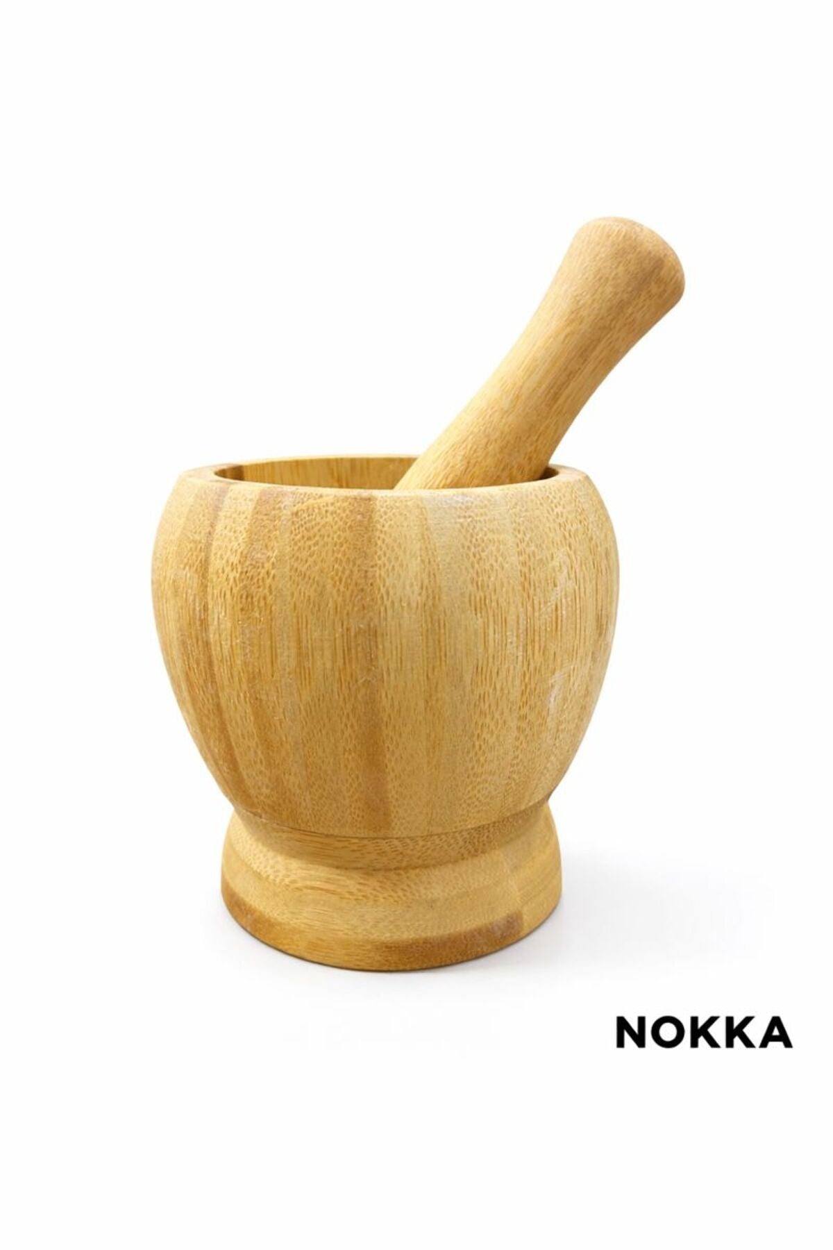 Doğal Bambu Ahşap Sarımsak Ezeceği Havan Orta Boy Bambu Ahşap Sarımsak Ezeceği Orta Boy