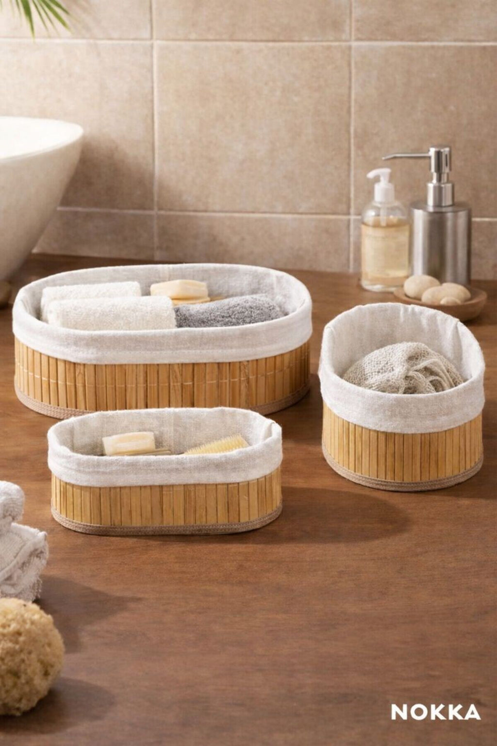 3'lü Bambu Sepet / Çok Amaçlı Bambu Sepet Seti, Oval