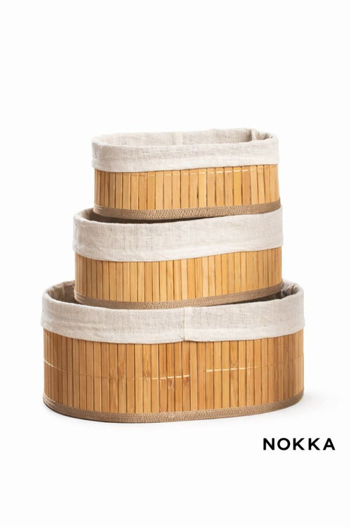 3'lü Bambu Sepet / Çok Amaçlı Bambu Sepet Seti, Oval