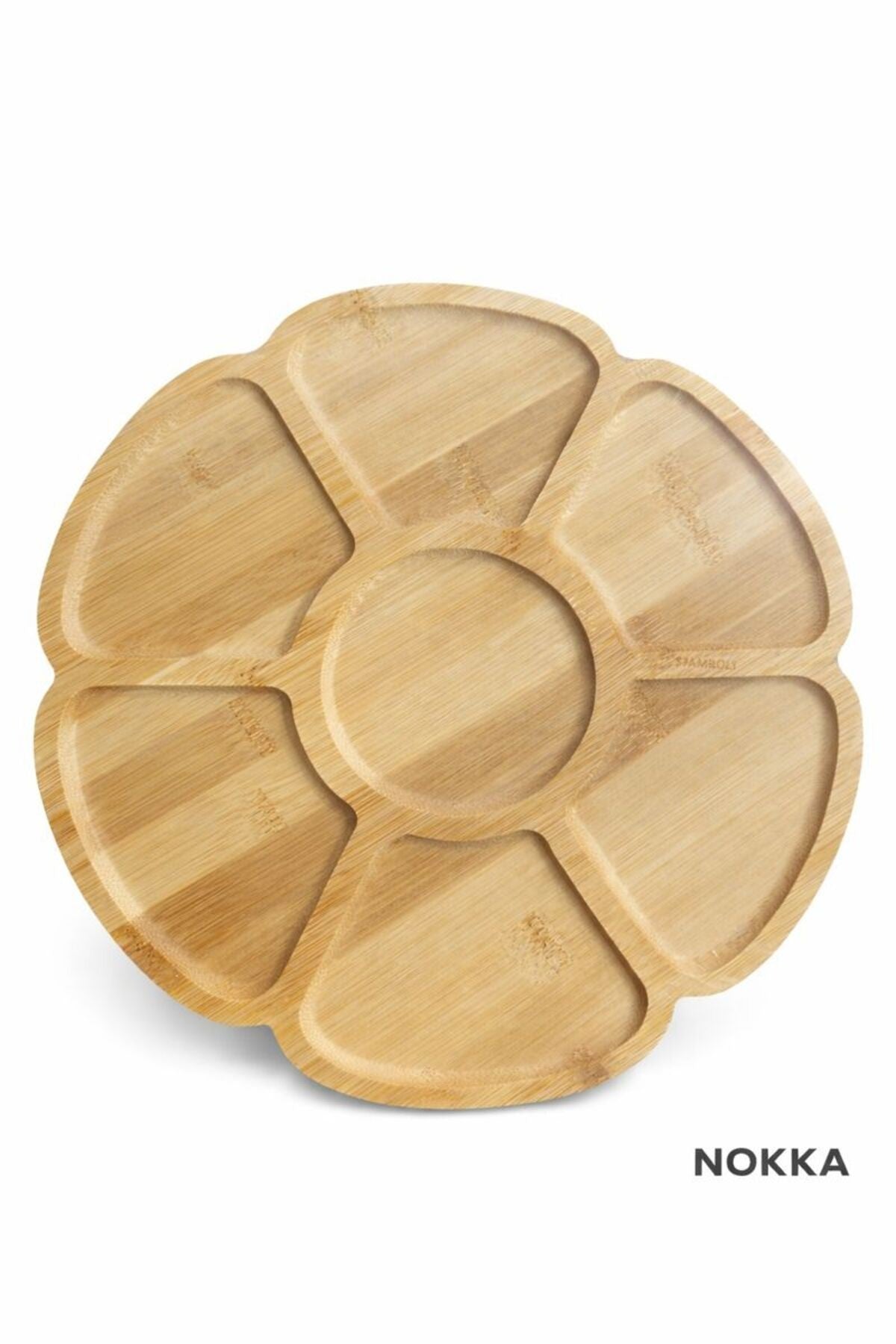 Bambu 7 Bölmeli, 360 Derece Döner Tabla, Sunum Tahtası 30x30 cm