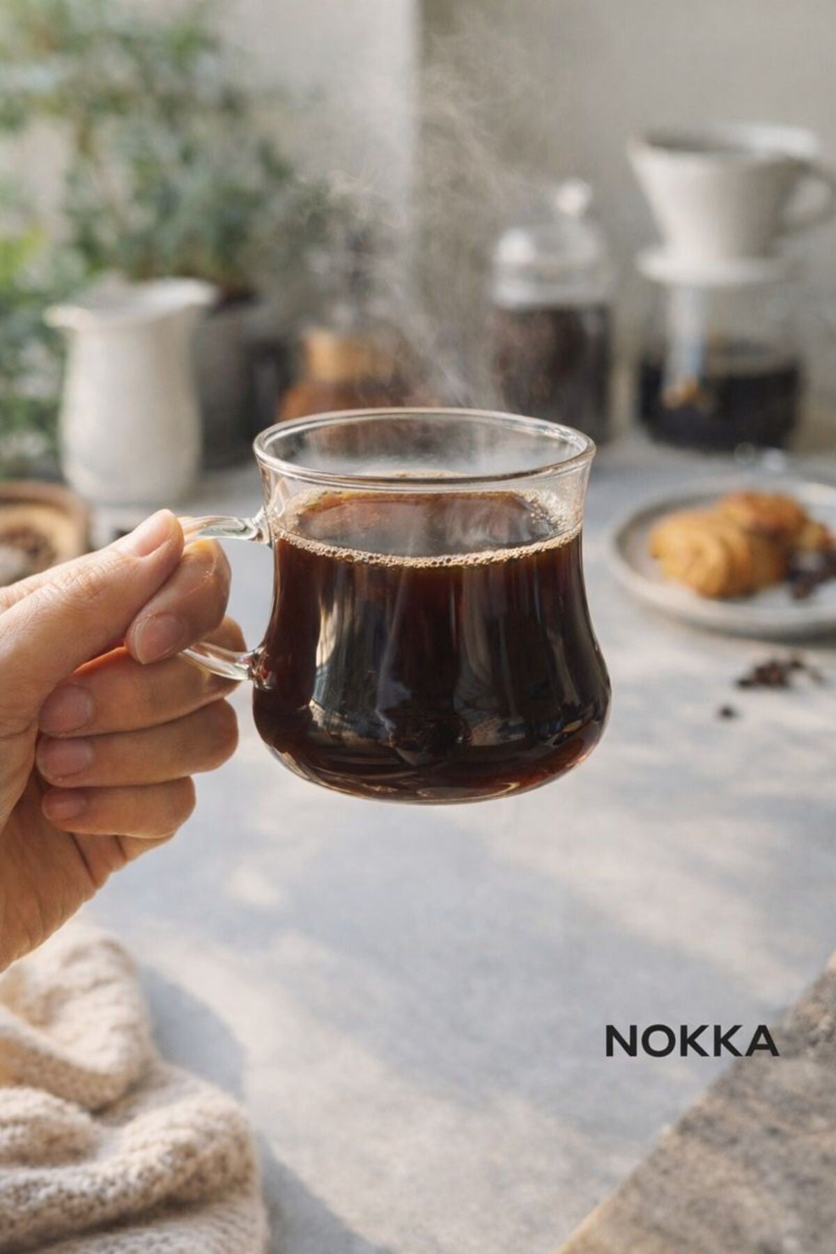 Borosilikat Isıya Dayanıklı Cam Kulplu 4lü Çay Bardağı Kahve Bardak Seti Kupa Şeffaf 220 ml