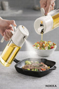 Çift Fonksiyonlu Cam Yağdanlık 450ml Zeytinyağı Sıvıyağ Şişesi Airfryer Sprey Yağlık